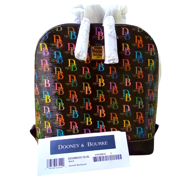 Dooney & Bourke Black Rainbow Monogram Domed Backpack NWT! factory Wrapped - Picture 2 of 7
